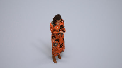 realistic 3D woman casual standing, scanned archviz people for Blender and 3ds Max, back view render
