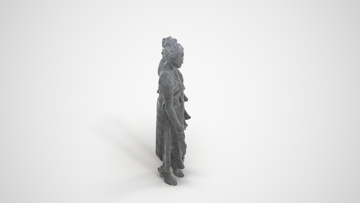 scanned 3D woman formal formalaffairs, photogrammetry people for Enscape and V-Ray, wireframe three-quarter view