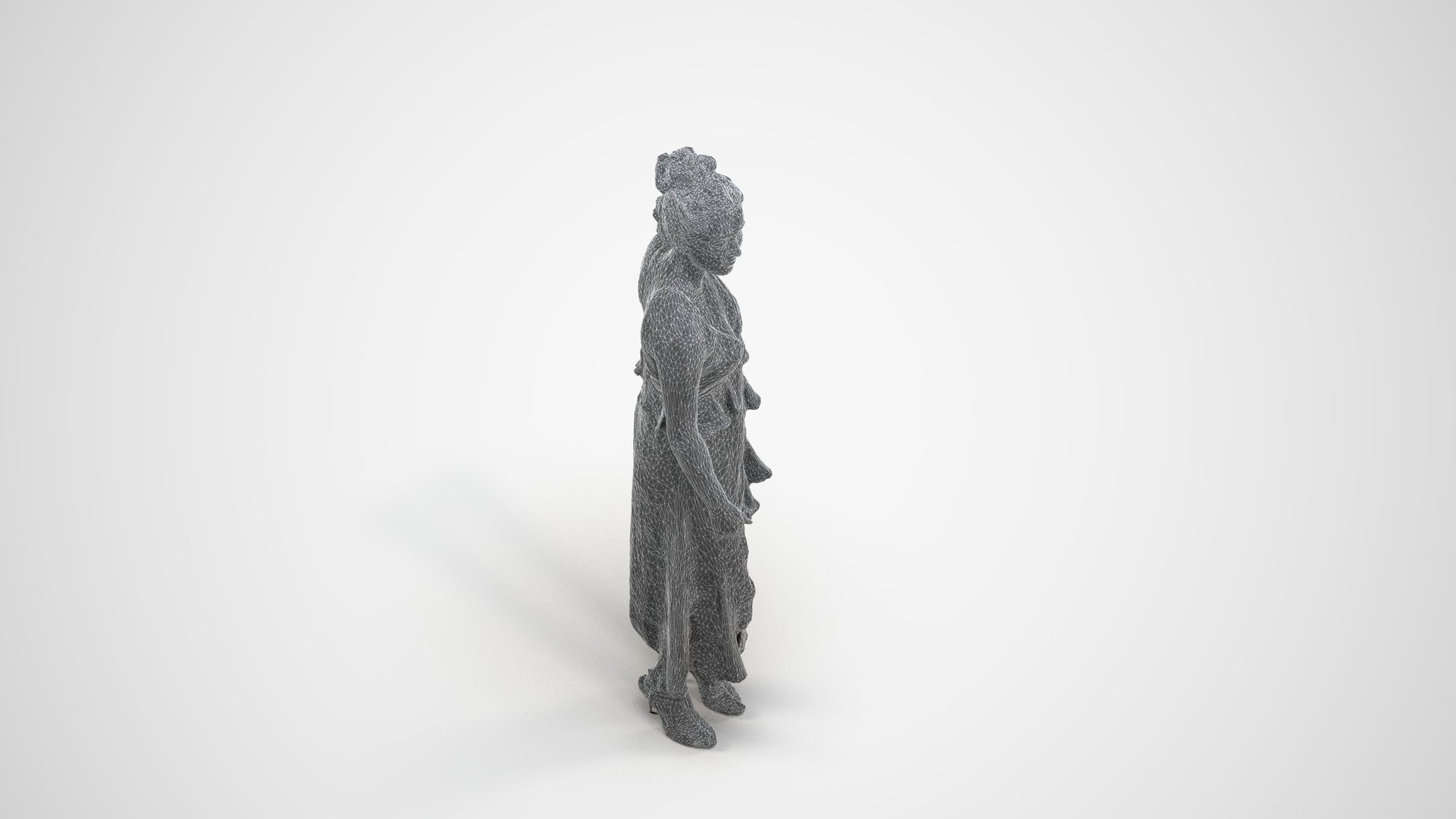 scanned 3D woman formal formalaffairs, photogrammetry people for Enscape and V-Ray, wireframe three-quarter view