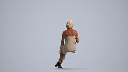 realistic 3D senior woman casual sitting, scanned archviz people for Blender and 3ds Max, front view render