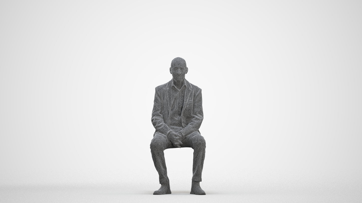 3D scanned senior man business, photorealistic archviz people for Enscape and SketchUp, three-quarter front view render
