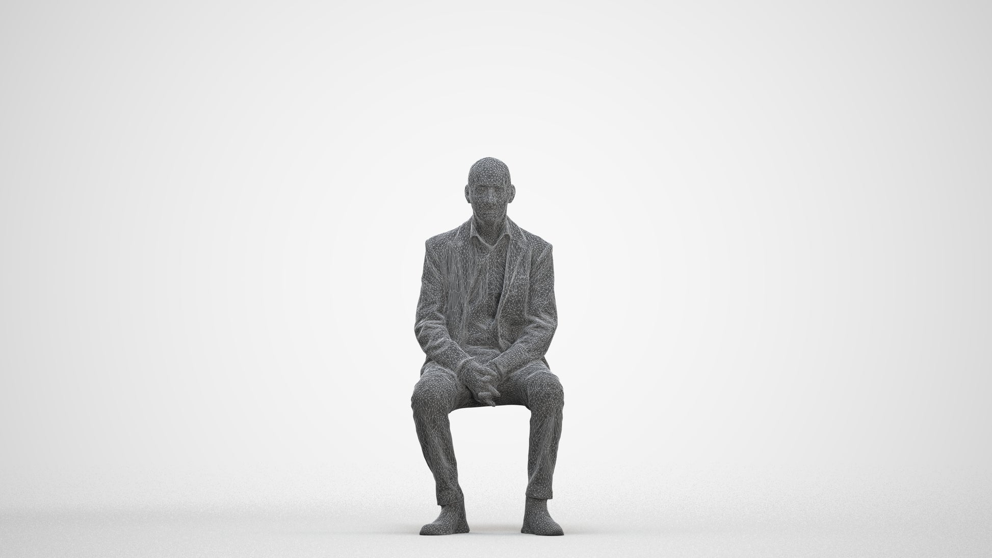 3D scanned senior man business, photorealistic archviz people for Enscape and SketchUp, three-quarter front view render