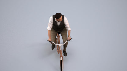 realistic 3D man business cycling, scanned archviz people for Blender and 3ds Max, back view render