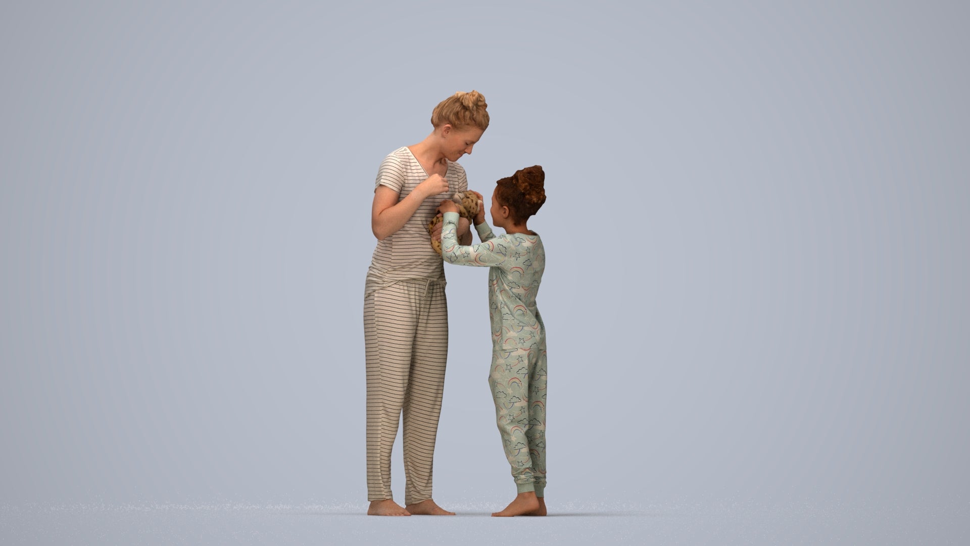 photogrammetry 3D girl mix, realistic human model archviz FBX, top-down view render