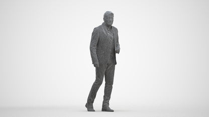 photogrammetry 3D man business walking, realistic human model archviz FBX, three-quarter front view render