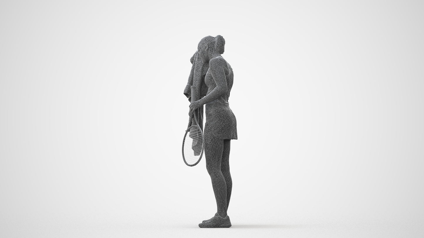 3D human model girl sport, photogrammetry scanned person for archviz, square thumbnail