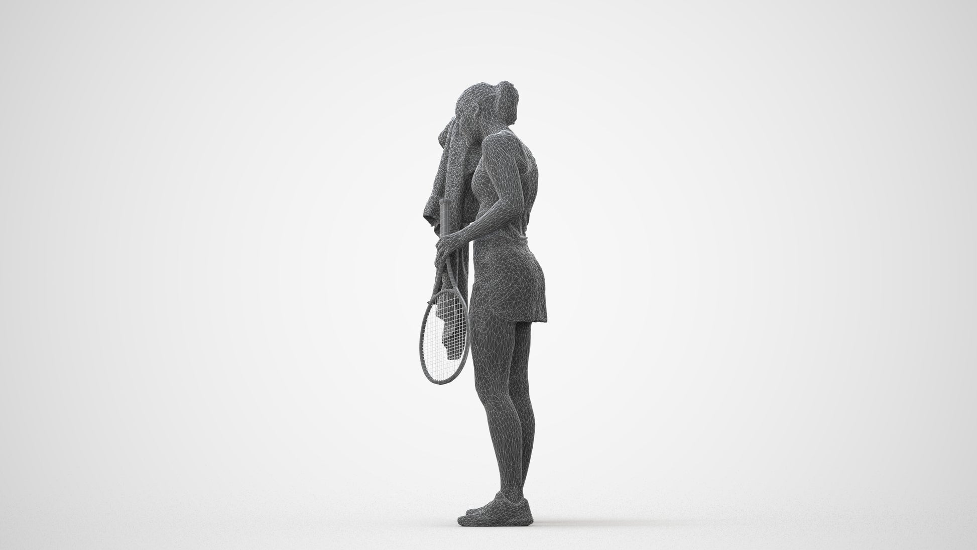 3D human model girl sport, photogrammetry scanned person for archviz, square thumbnail