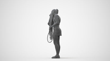 3D human model girl sport, photogrammetry scanned person for archviz, square thumbnail