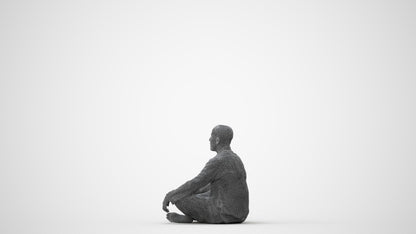 photogrammetry 3D man sitting, realistic human model archviz FBX, square thumbnail