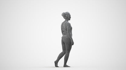 realistic 3D people woman sport, render-ready for V-Ray and Corona, FBX OBJ, wireframe side view