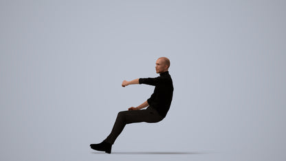 3D people model man casual driving, scanned human for 3ds Max rendering, three-quarter view render