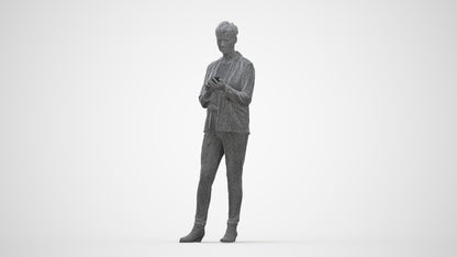 realistic 3D human woman business standing, archviz people FBX OBJ for Blender, wireframe back view