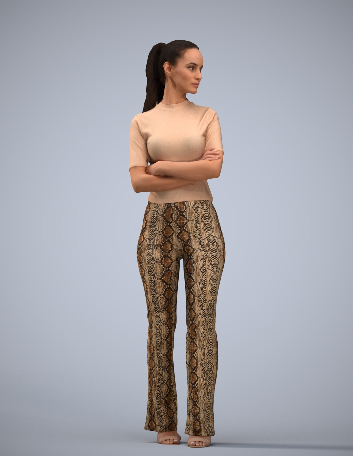 realistic 3D people woman casual standing, render-ready for V-Ray and Corona, FBX OBJ