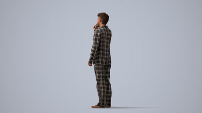 3D scanned man bathroom, photorealistic archviz people for Enscape and SketchUp, three-quarter view render