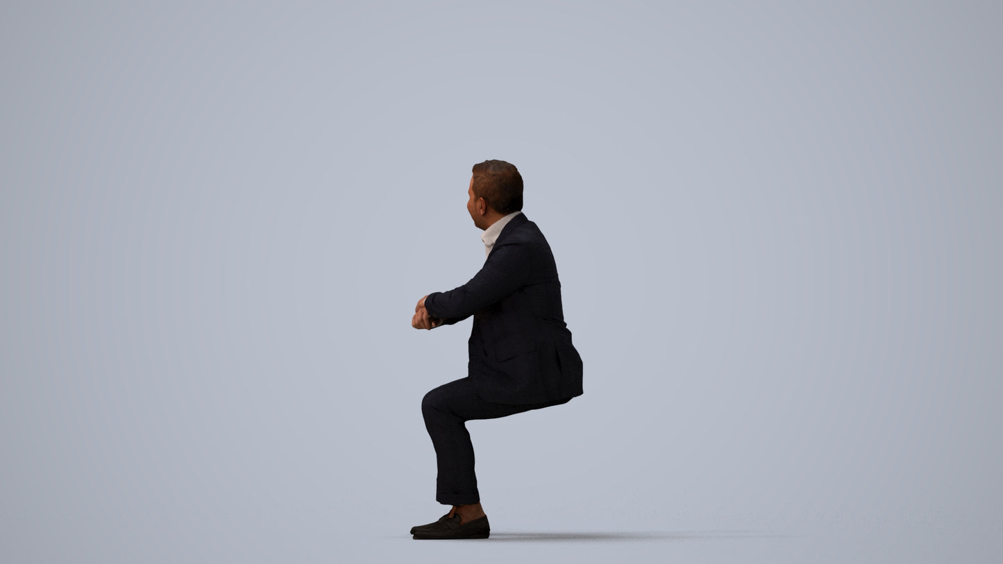 realistic 3D man business, scanned archviz people for Blender and 3ds Max, three-quarter view render