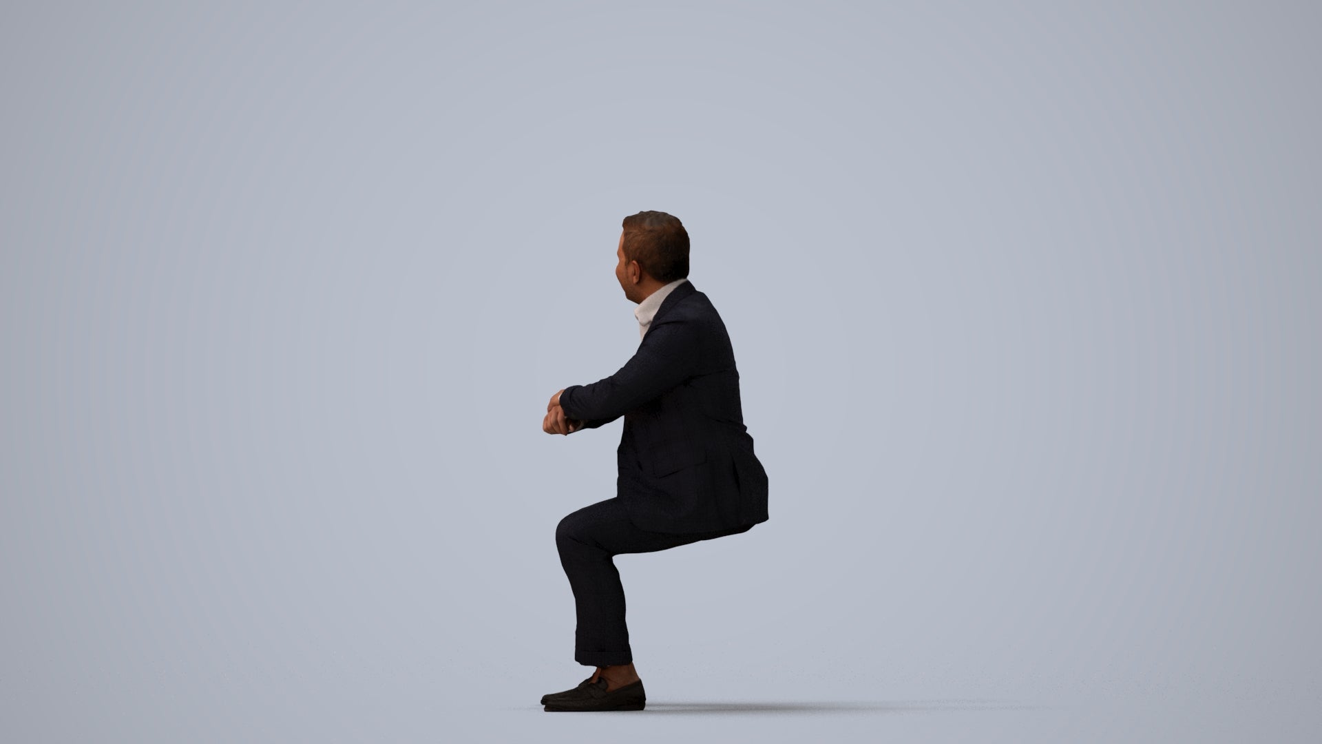 realistic 3D man business, scanned archviz people for Blender and 3ds Max, three-quarter view render