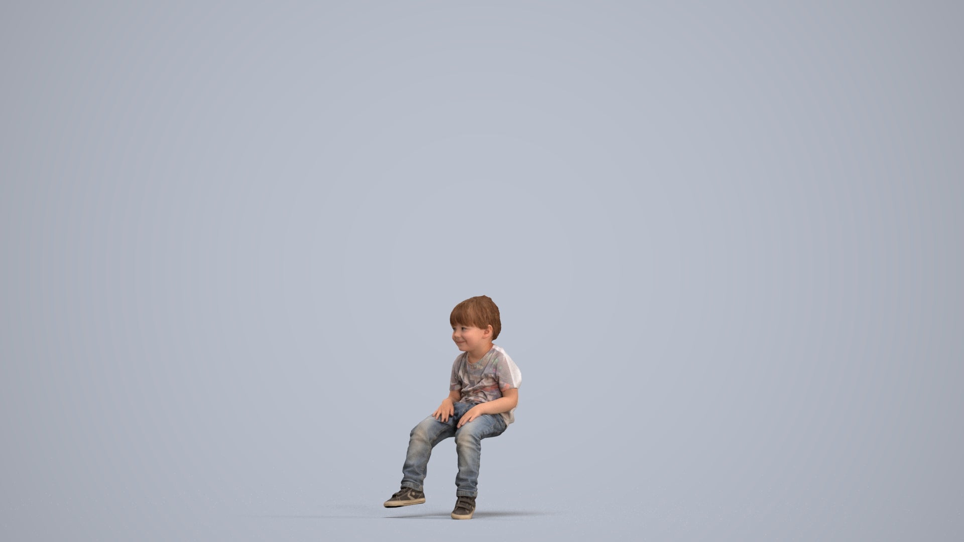 3D human model boy casual kids, photogrammetry scanned person for archviz, standing pose render