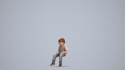 3D human model boy casual kids, photogrammetry scanned person for archviz, standing pose render