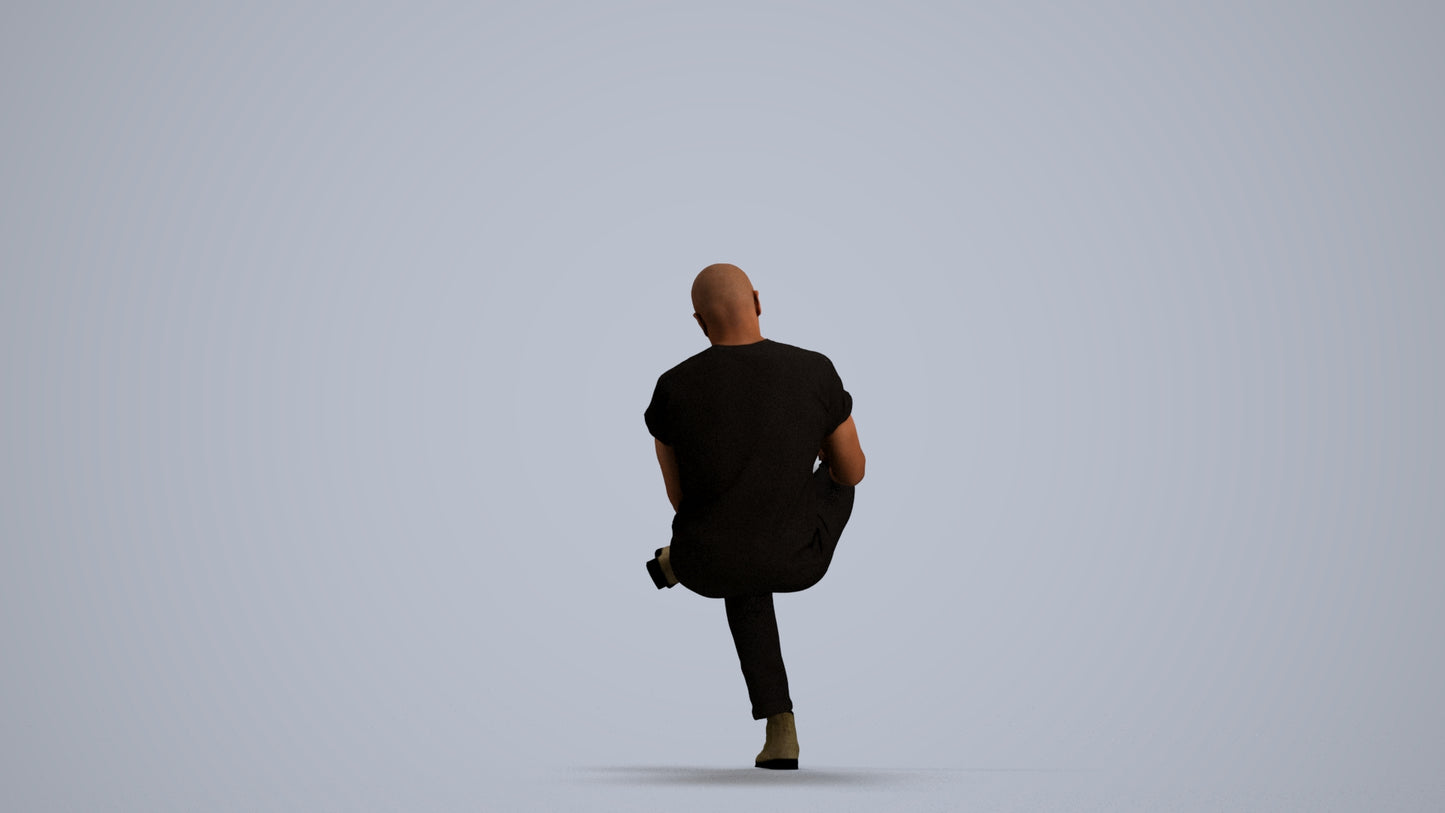 realistic 3D people man casual sitting, render-ready for V-Ray and Corona, FBX OBJ, front view render