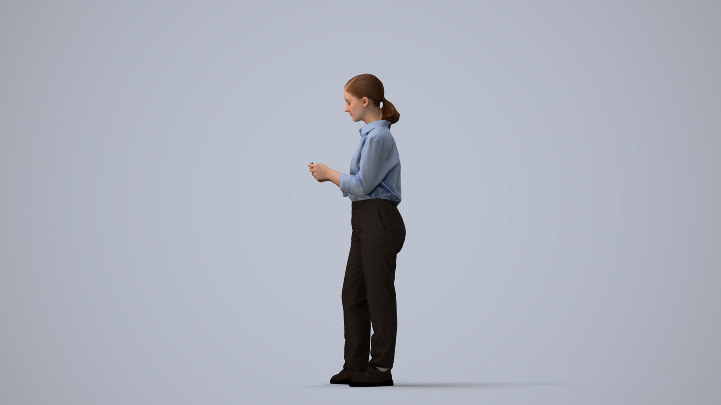 3D scanned girl kids, photorealistic archviz people for Enscape and SketchUp, three-quarter view render