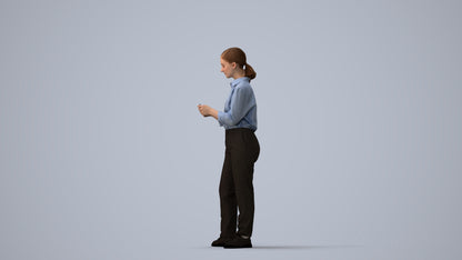 3D scanned girl kids, photorealistic archviz people for Enscape and SketchUp, three-quarter view render