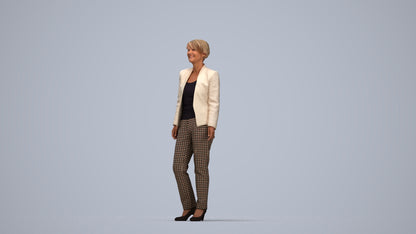 scanned 3D senior woman business standing, photogrammetry people for Enscape and V-Ray, top-down view render