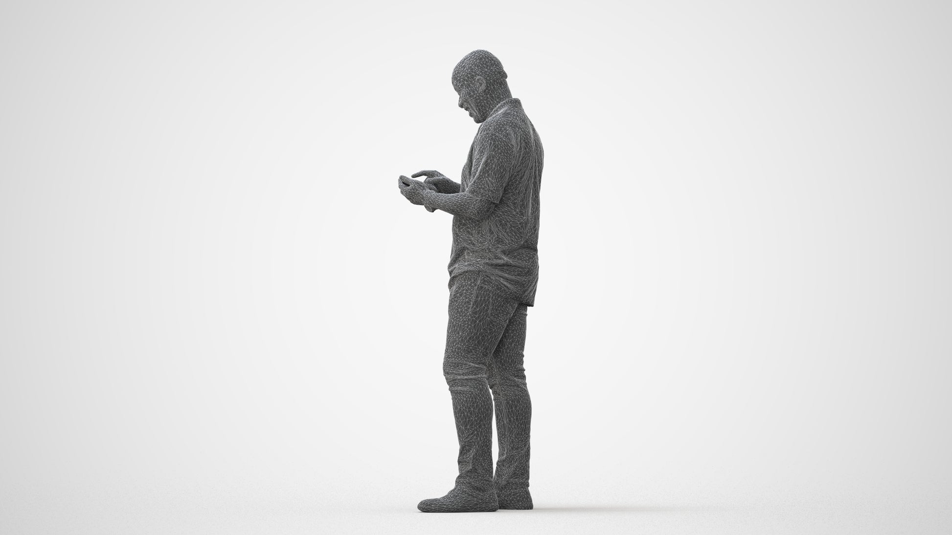 3D human model man casual standing, photogrammetry scanned person for archviz, square thumbnail