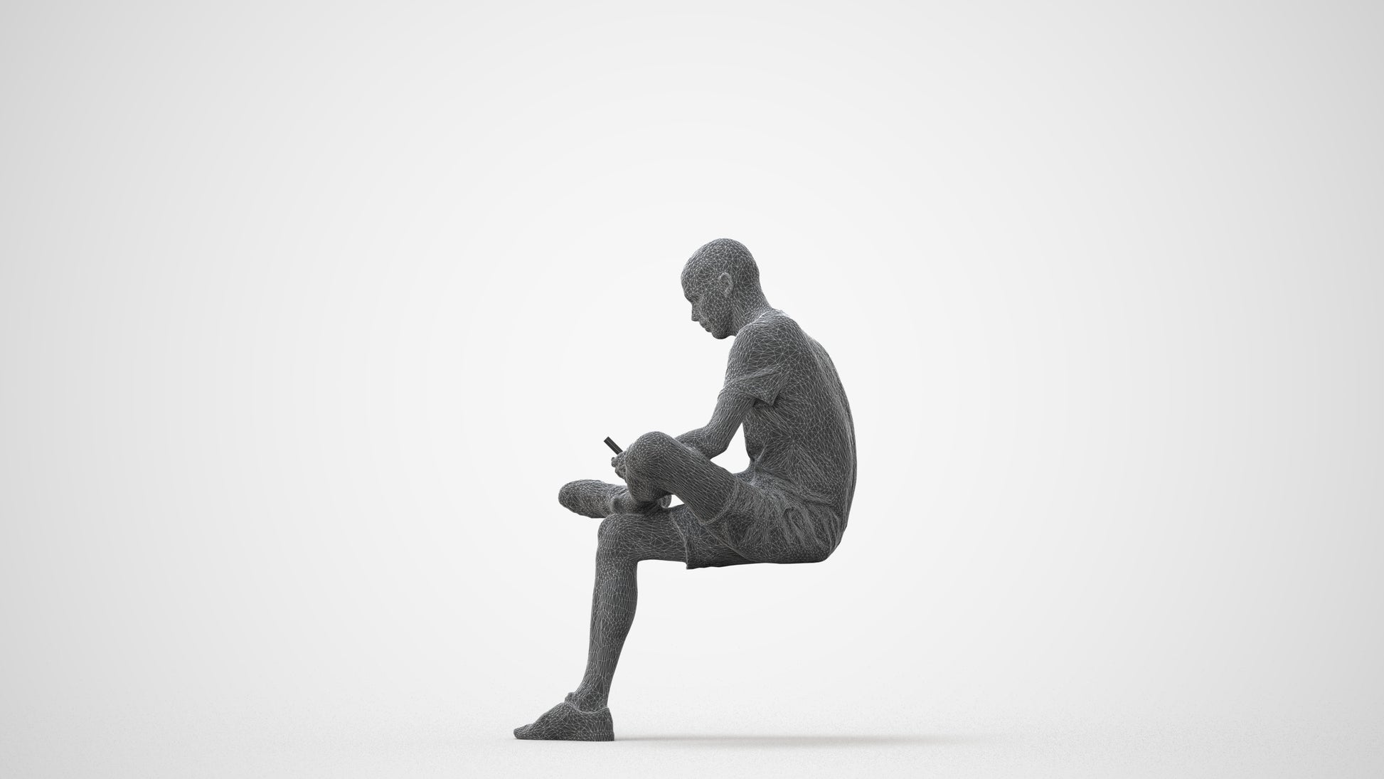 3D scanned man sitting casual, photorealistic archviz people for Enscape and SketchUp, square thumbnail