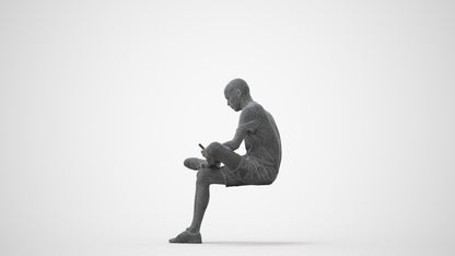 3D scanned man sitting casual, photorealistic archviz people for Enscape and SketchUp, square thumbnail