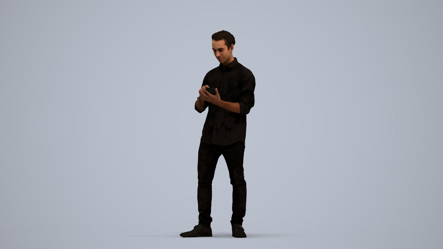 scanned 3D man casual standing, photogrammetry people for Enscape and V-Ray, standing pose render