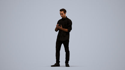 scanned 3D man casual standing, photogrammetry people for Enscape and V-Ray, standing pose render