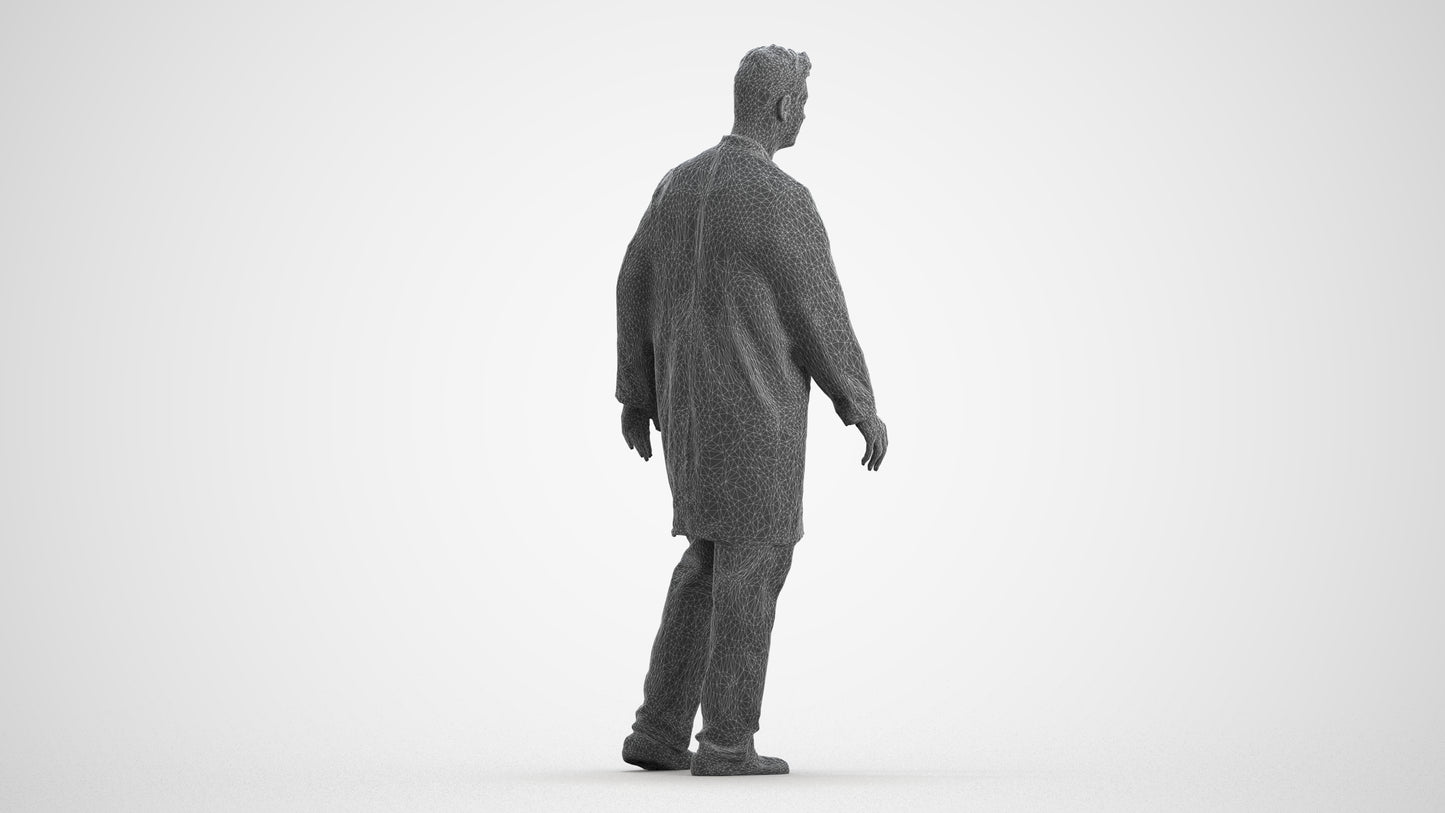3D people model man medical, scanned human for 3ds Max rendering, wireframe front view
