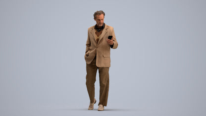 realistic 3D human man business walking, archviz people FBX OBJ for Blender, standing pose render