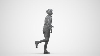 3D human model woman sport, photogrammetry scanned person for archviz, wireframe side view