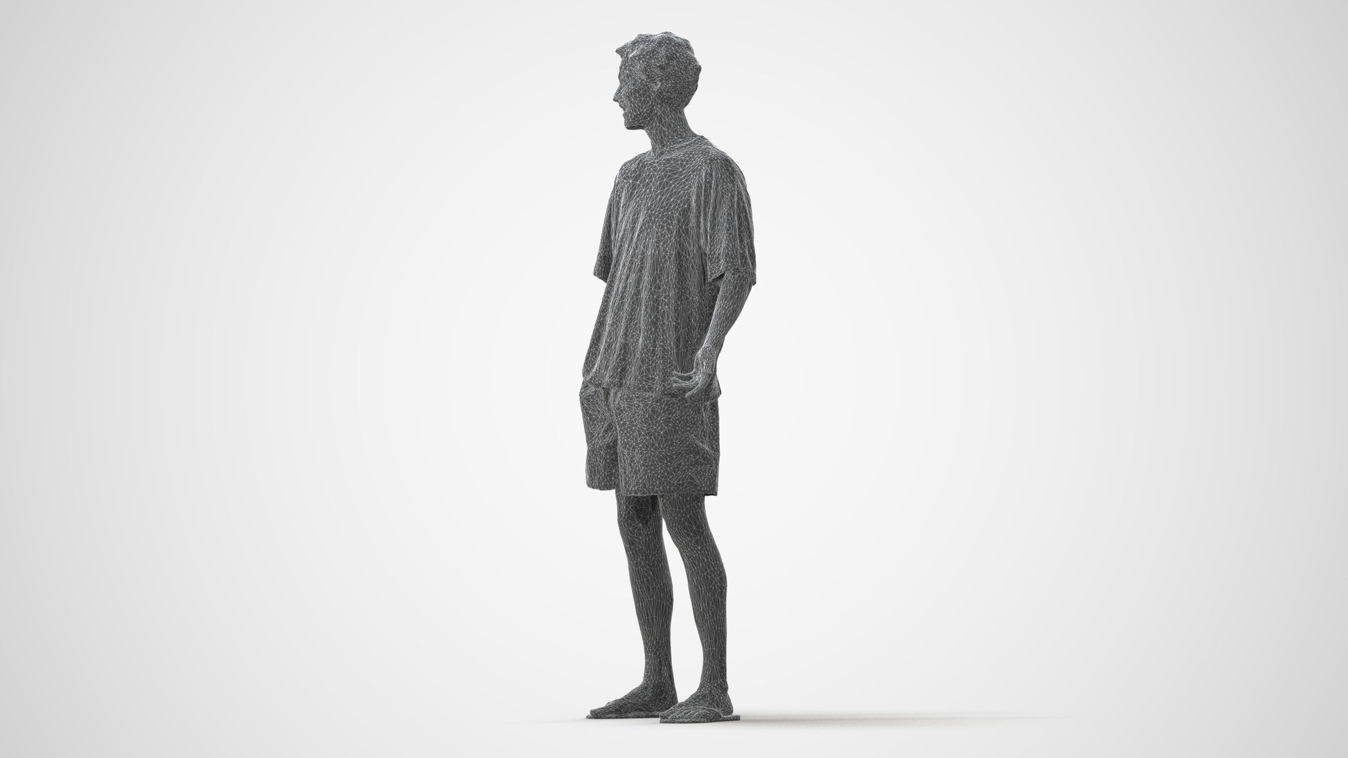 3D human model man casual standing, photogrammetry scanned person for archviz, square thumbnail