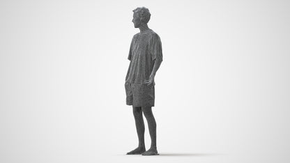 3D human model man casual standing, photogrammetry scanned person for archviz, square thumbnail