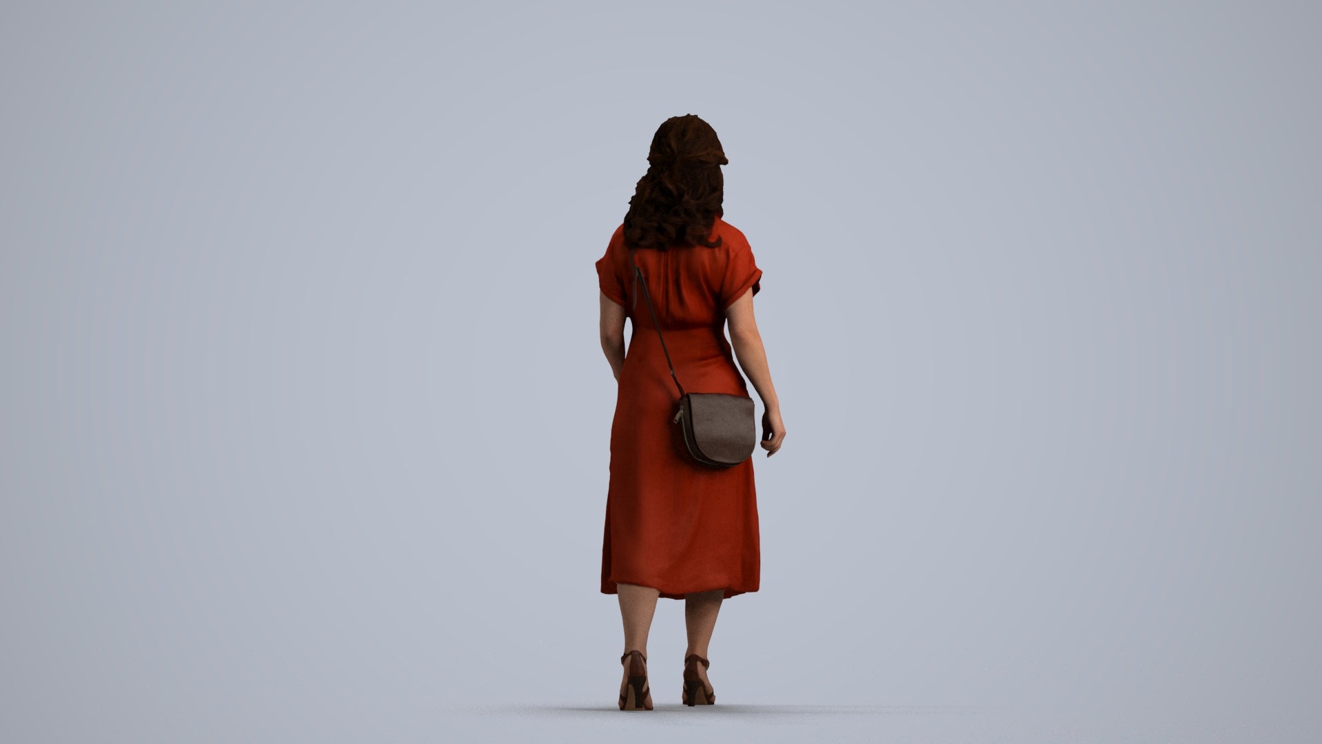 realistic 3D woman casual standing, scanned archviz people for Blender and 3ds Max, front view render