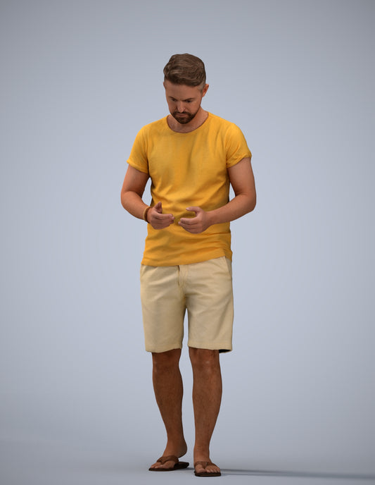 realistic 3D people man walking, render-ready for V-Ray and Corona, FBX OBJ