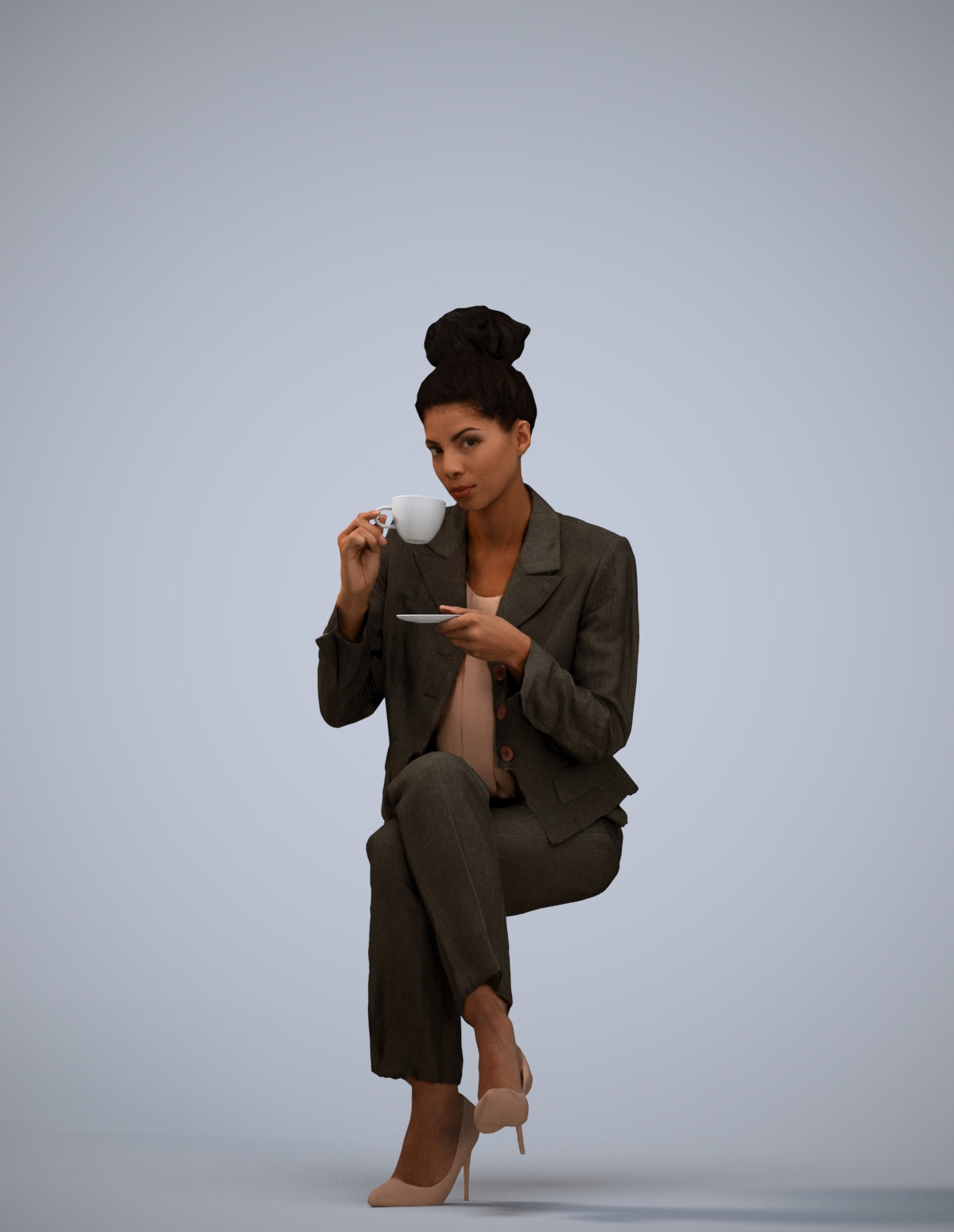 realistic 3D human woman business, archviz people FBX OBJ for Blender