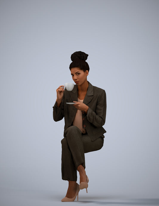 realistic 3D human woman business, archviz people FBX OBJ for Blender