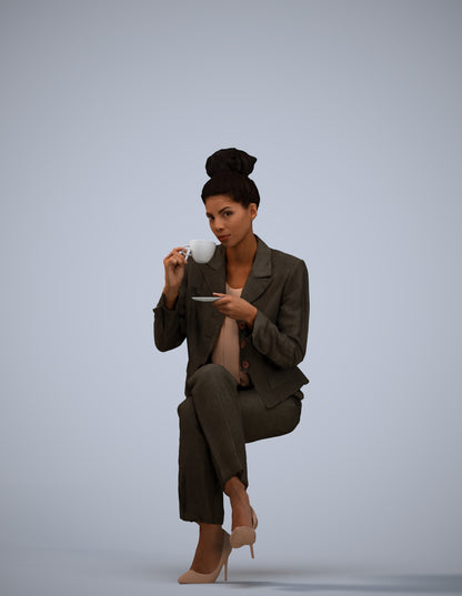 realistic 3D human woman business, archviz people FBX OBJ for Blender