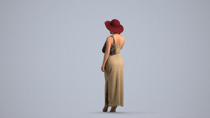 realistic 3D human woman casual walking, archviz people FBX OBJ for Blender, front view render