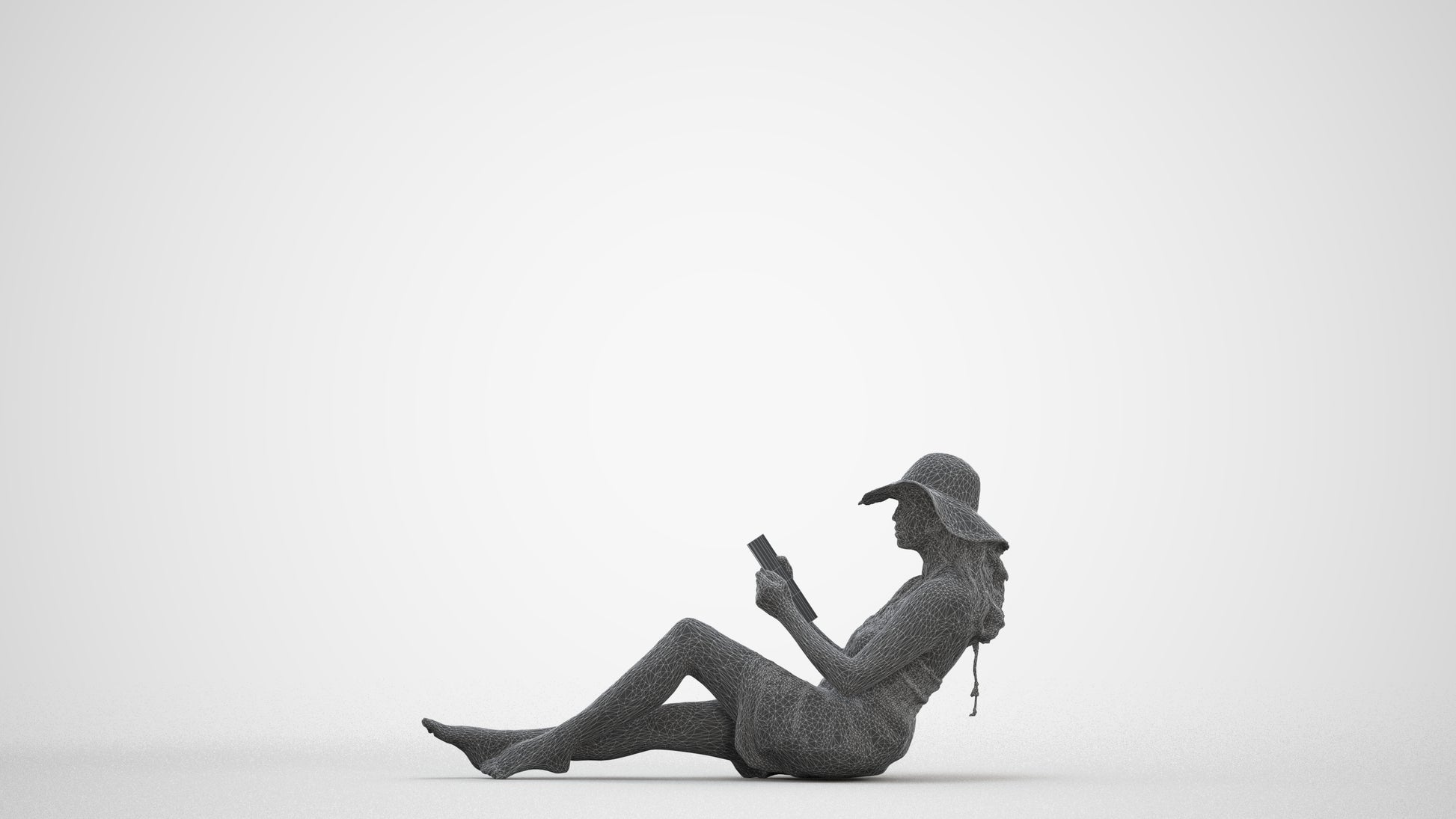 3D scanned woman pool, photorealistic archviz people for Enscape and SketchUp, three-quarter front view render