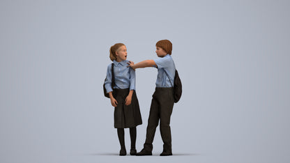 3D human model girl kids, photogrammetry scanned person for archviz, standing pose render