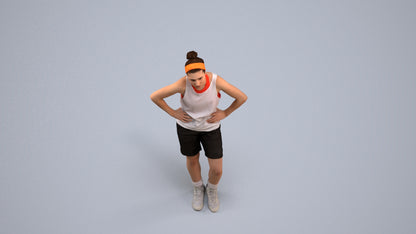 realistic 3D human woman sport, archviz people FBX OBJ for Blender, back view render
