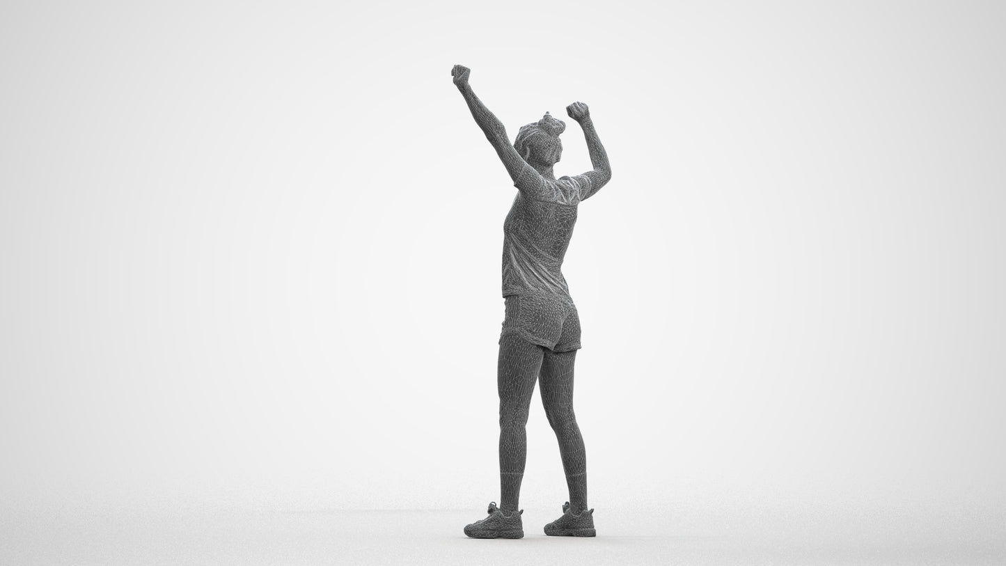 photogrammetry 3D woman sport, realistic human model archviz FBX, wireframe front view