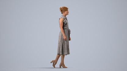 scanned 3D woman business walking, photogrammetry people for Enscape and V-Ray, side view render