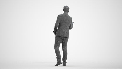 realistic 3D human man business, archviz people FBX OBJ for Blender, wireframe front view