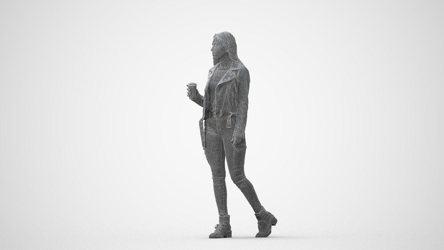realistic 3D people woman casual walking, render-ready for V-Ray and Corona, FBX OBJ, square thumbnail