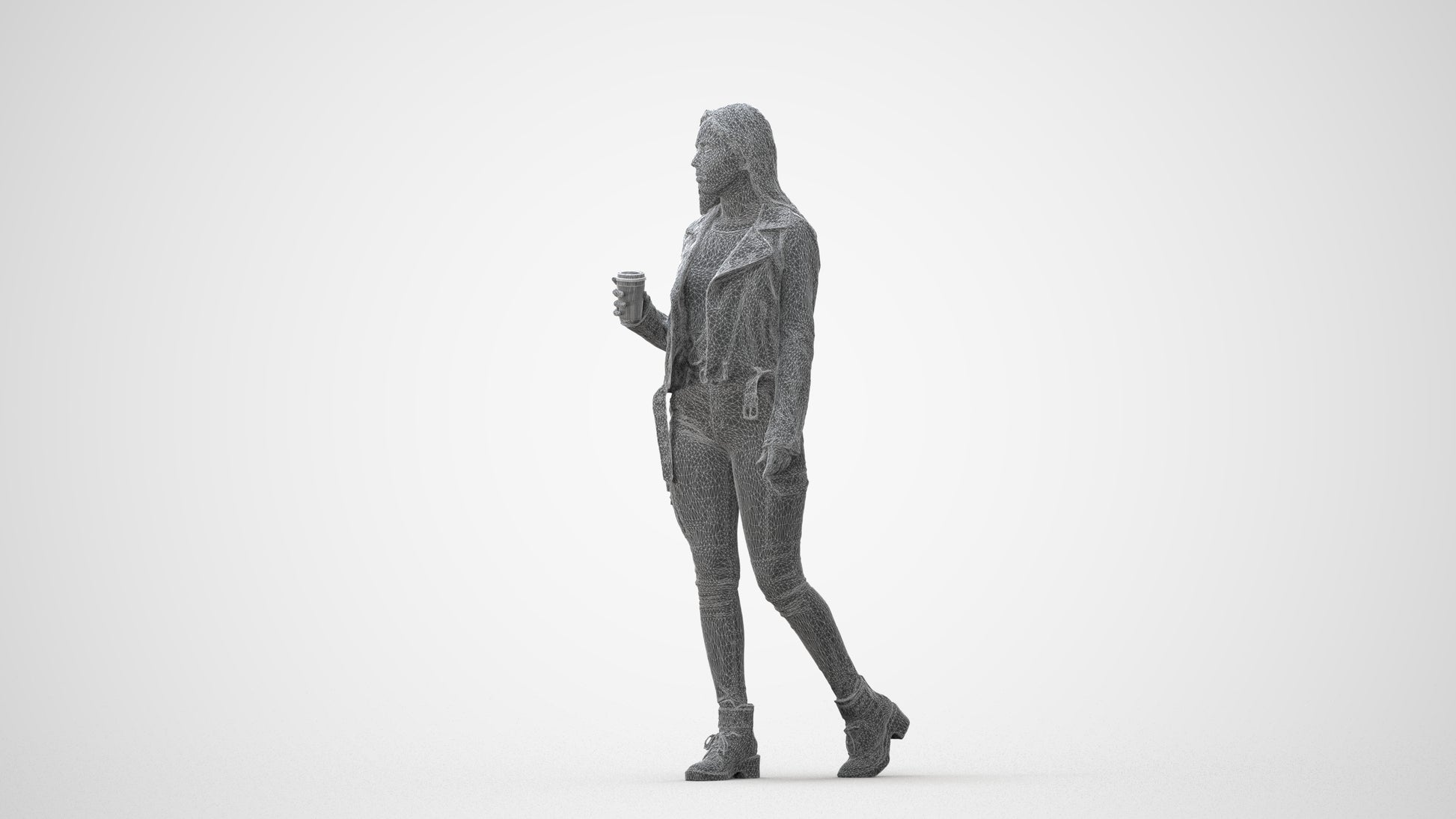 realistic 3D people woman casual walking, render-ready for V-Ray and Corona, FBX OBJ, square thumbnail